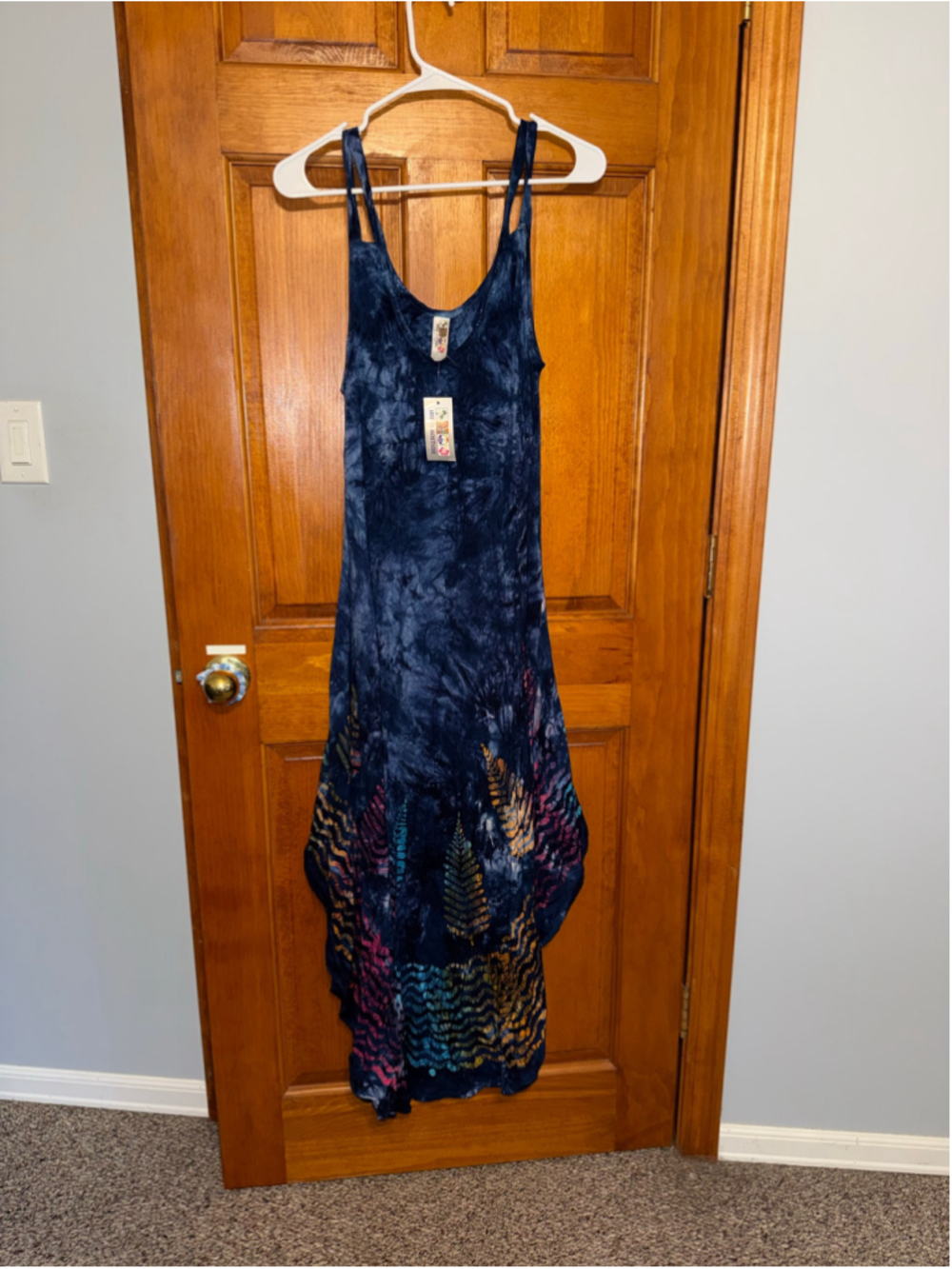 Women's India Boutique Tie-Dye Maxi Dress, Size S, Blue/Multicolor